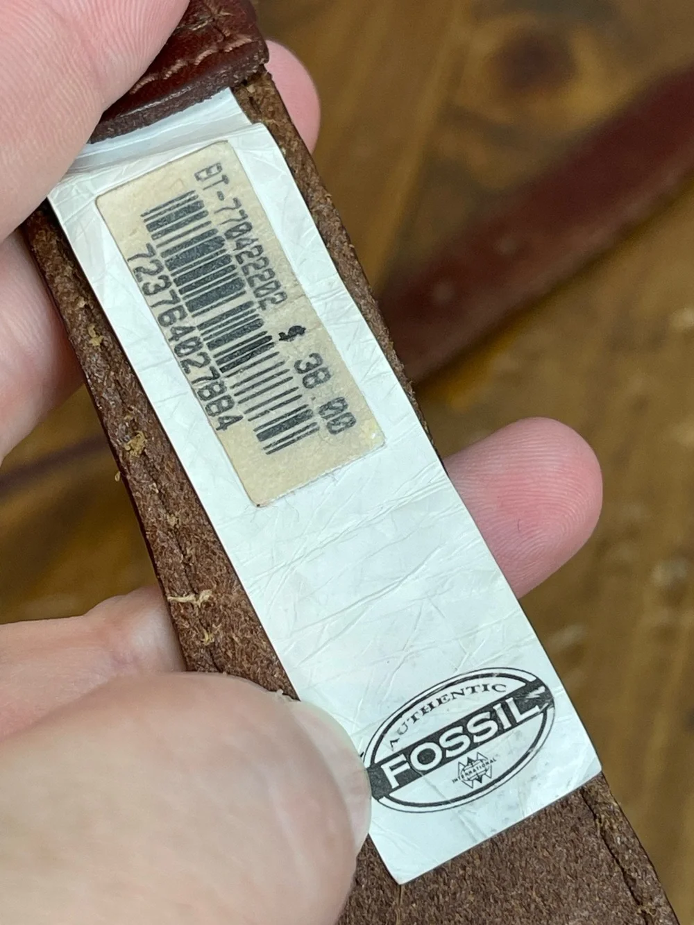 Fossil size medium leather and metal belt